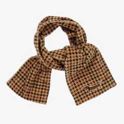 Dark Beige Houndstooth Velour Scarf