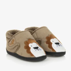 Dark Beige Velcro Lion Slippers