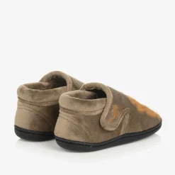 Dark Beige Velcro Lion Slippers