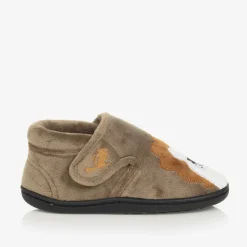 Dark Beige Velcro Lion Slippers