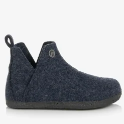 Dark Blue Wool Felt Slippers