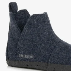 Dark Blue Wool Felt Slippers