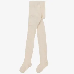 Girls Beige & Gold Cotton Tights