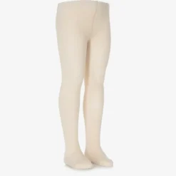 Girls Beige & Gold Cotton Tights