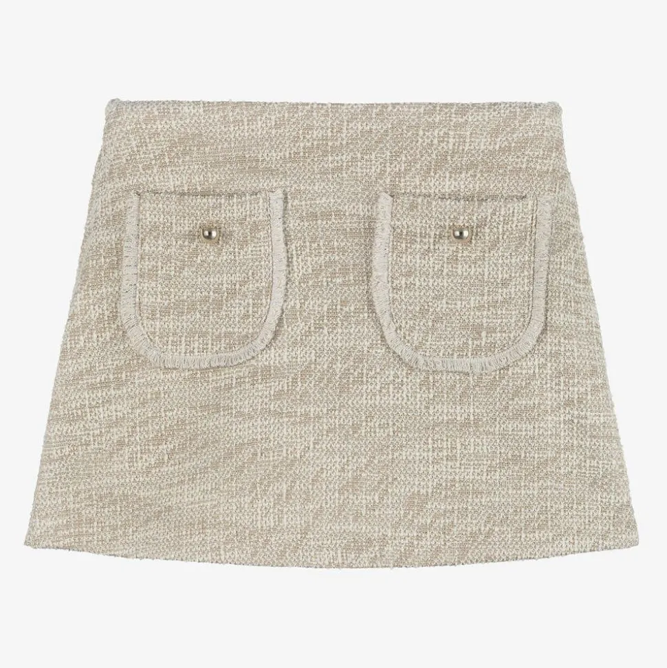 Girls Beige & Ivory Skort