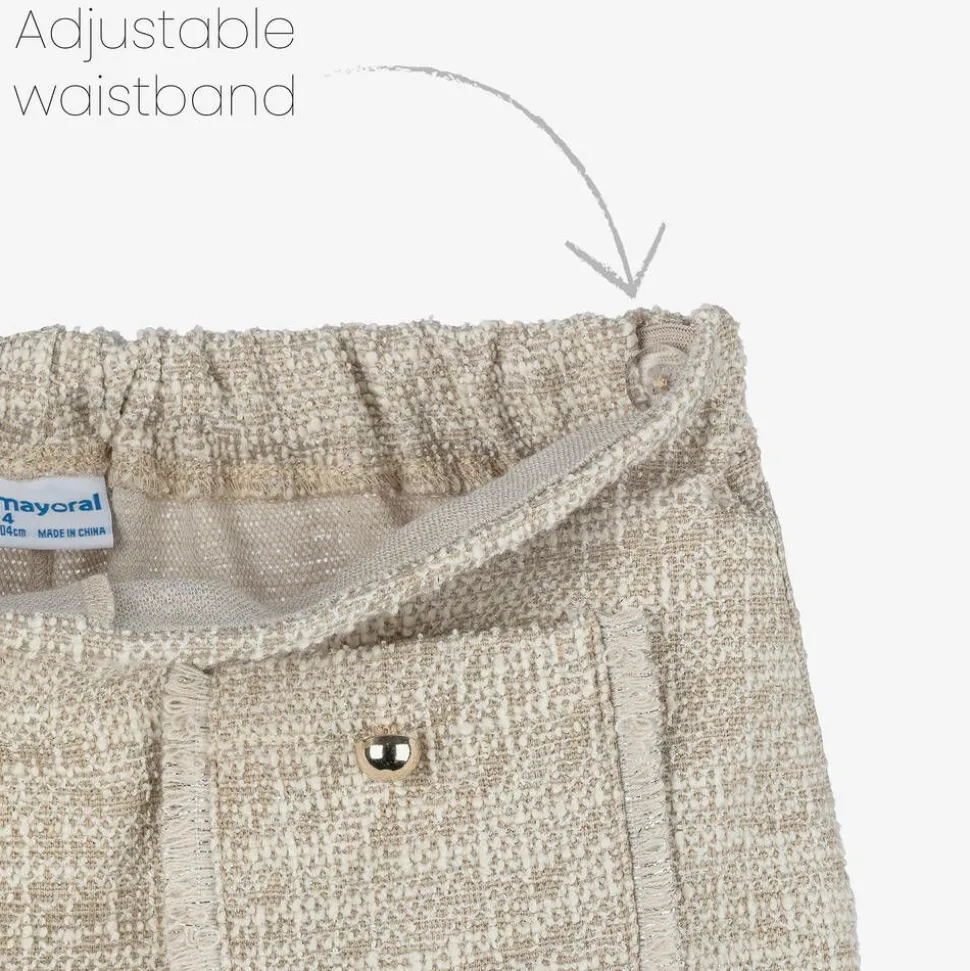 Girls Beige & Ivory Skort