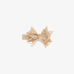 Girls Beige Bow Hair Clip (4cm)