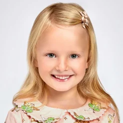 Girls Beige Bow Hair Clip (4cm)