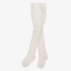 Girls Beige Cable Knit Tights