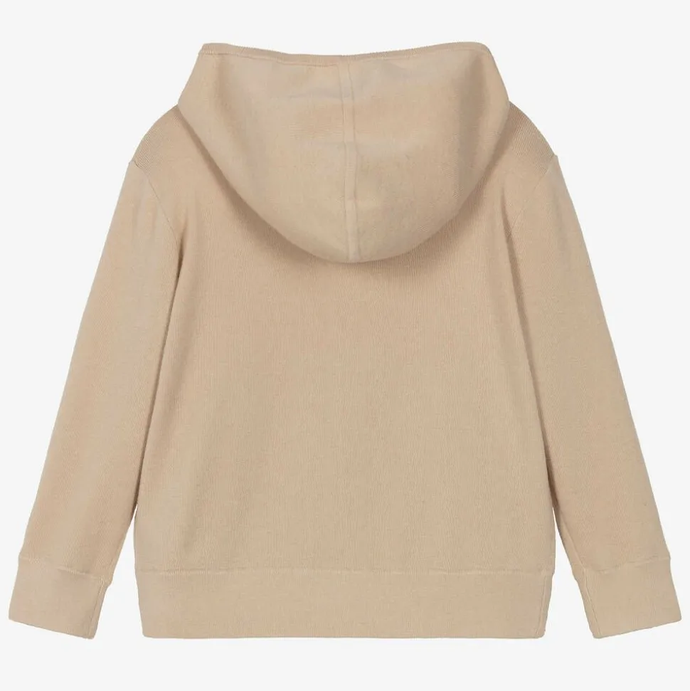 Girls Beige Cashmere EKD Zip-Up Hoodie