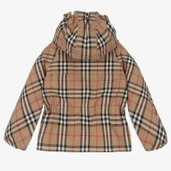 Girls Beige Checked Jacket