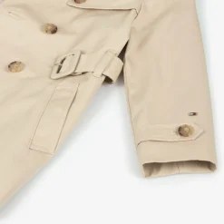 Girls Beige Cotton Trench Coat