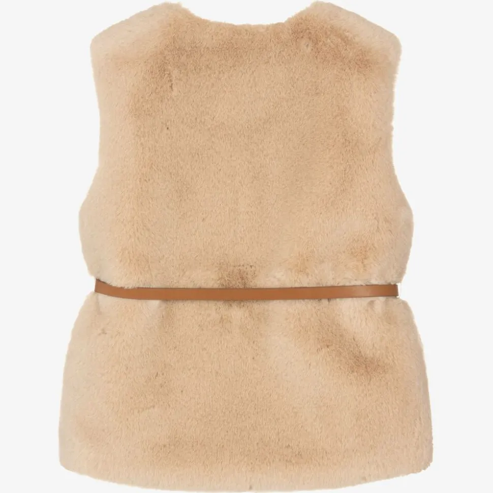 Girls Beige Faux Fur Gilet