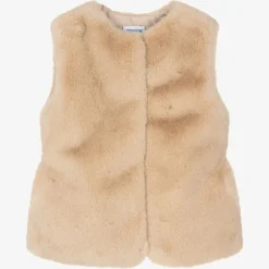 Girls Beige Faux Fur Gilet