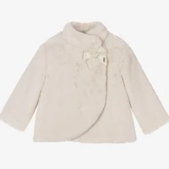 Girls Beige Faux Fur Jacket