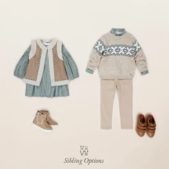 Girls Beige Faux Suede & Fleece Gilet