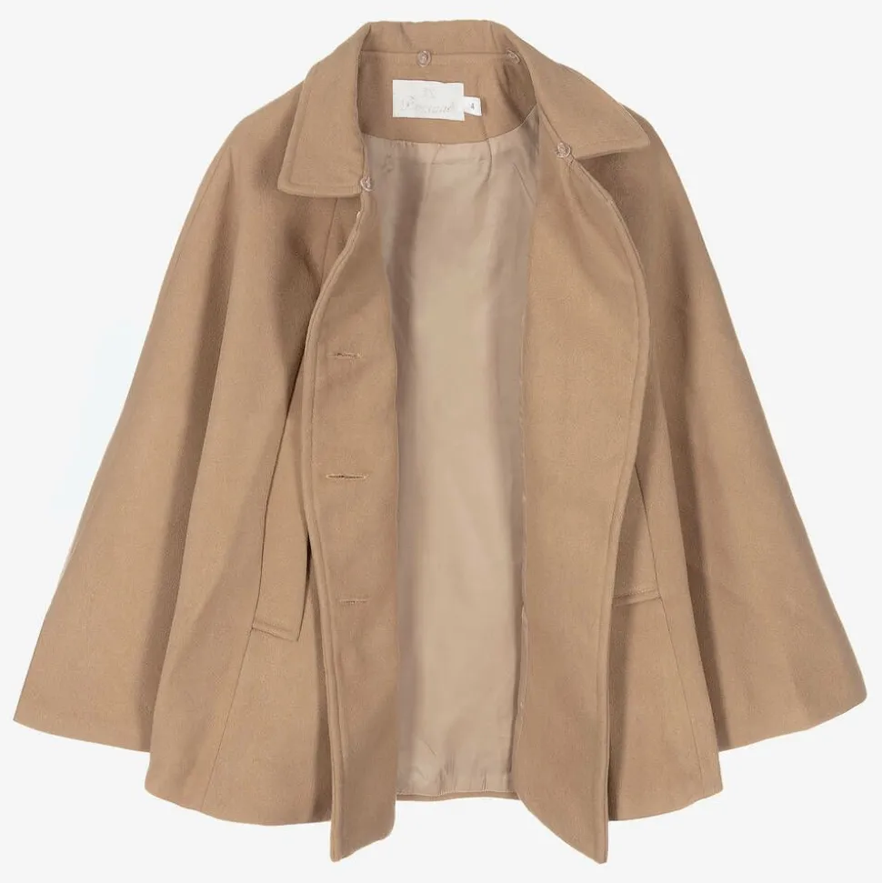 Girls Beige Felted Cape