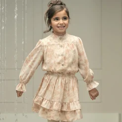 Girls Beige Floral Crêpe Chiffon Blouse