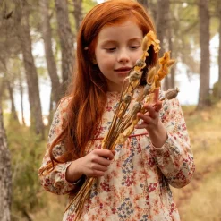 Girls Beige Floral Dress Set