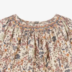 Girls Beige Floral Needlecord Dress