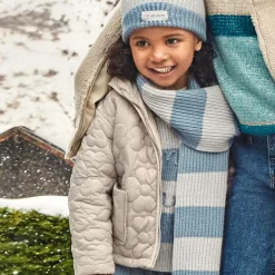 Girls Beige Floral Quilted Jacket