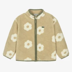 Girls Beige Floral Teddy Fleece Jacket