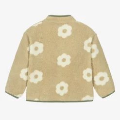 Girls Beige Floral Teddy Fleece Jacket