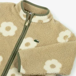 Girls Beige Floral Teddy Fleece Jacket