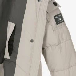 Girls Beige Hooded Parka Coat