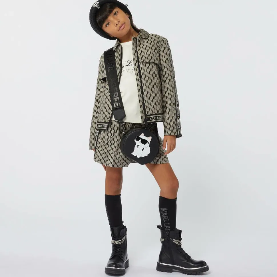 Girls Beige KL Monogram Shorts