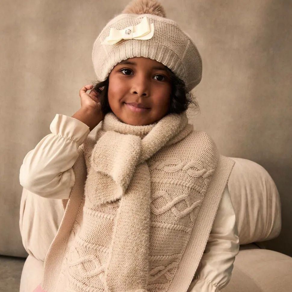 Girls Beige Knitted Scarf (132cm)