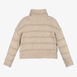 Girls Beige Knitted Sweater