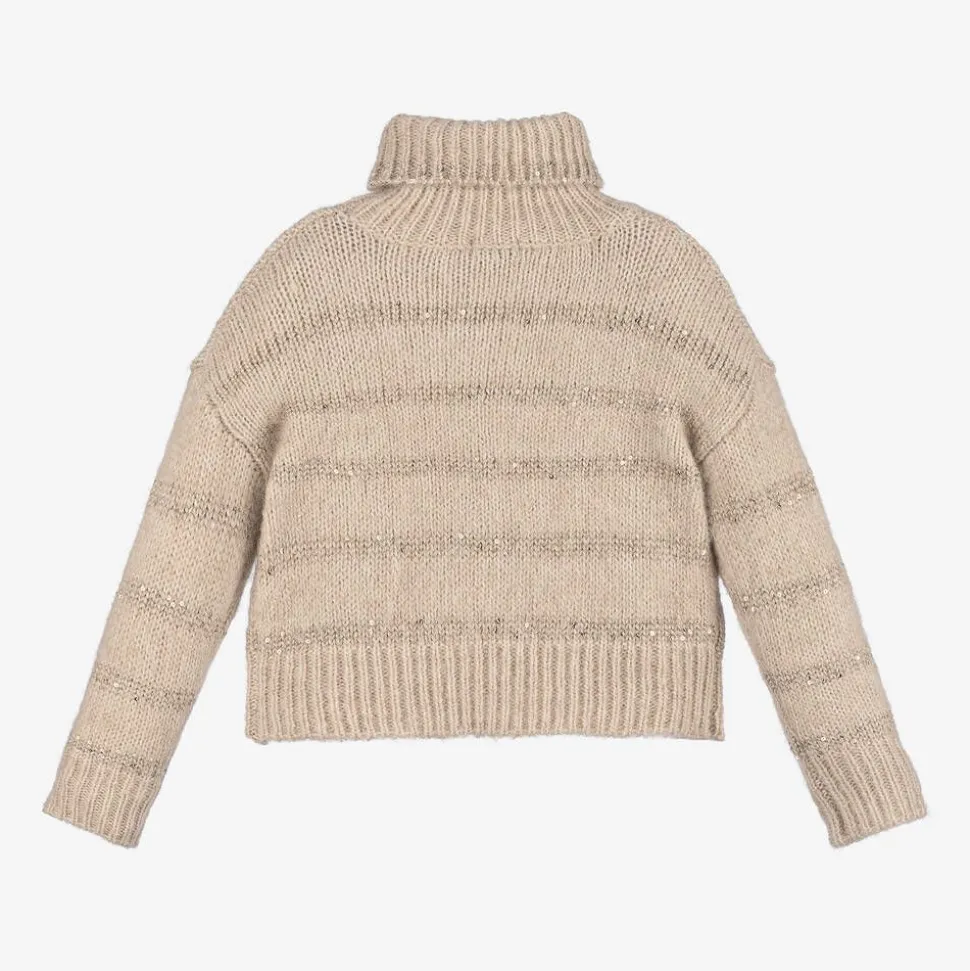 Girls Beige Knitted Sweater