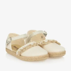 Girls Beige Lacey Espadrilles