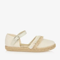 Girls Beige Lacey Espadrilles