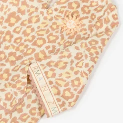 Girls Beige Leopard Print Cotton Beach Kaftan