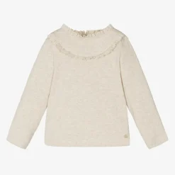 Girls Beige Organic Cotton Top