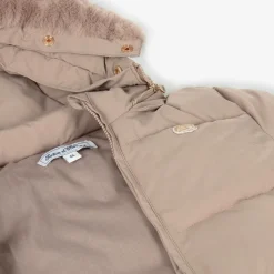 Girls Beige Padded Puffer Coat