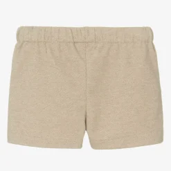 Girls Beige Pleated Shorts