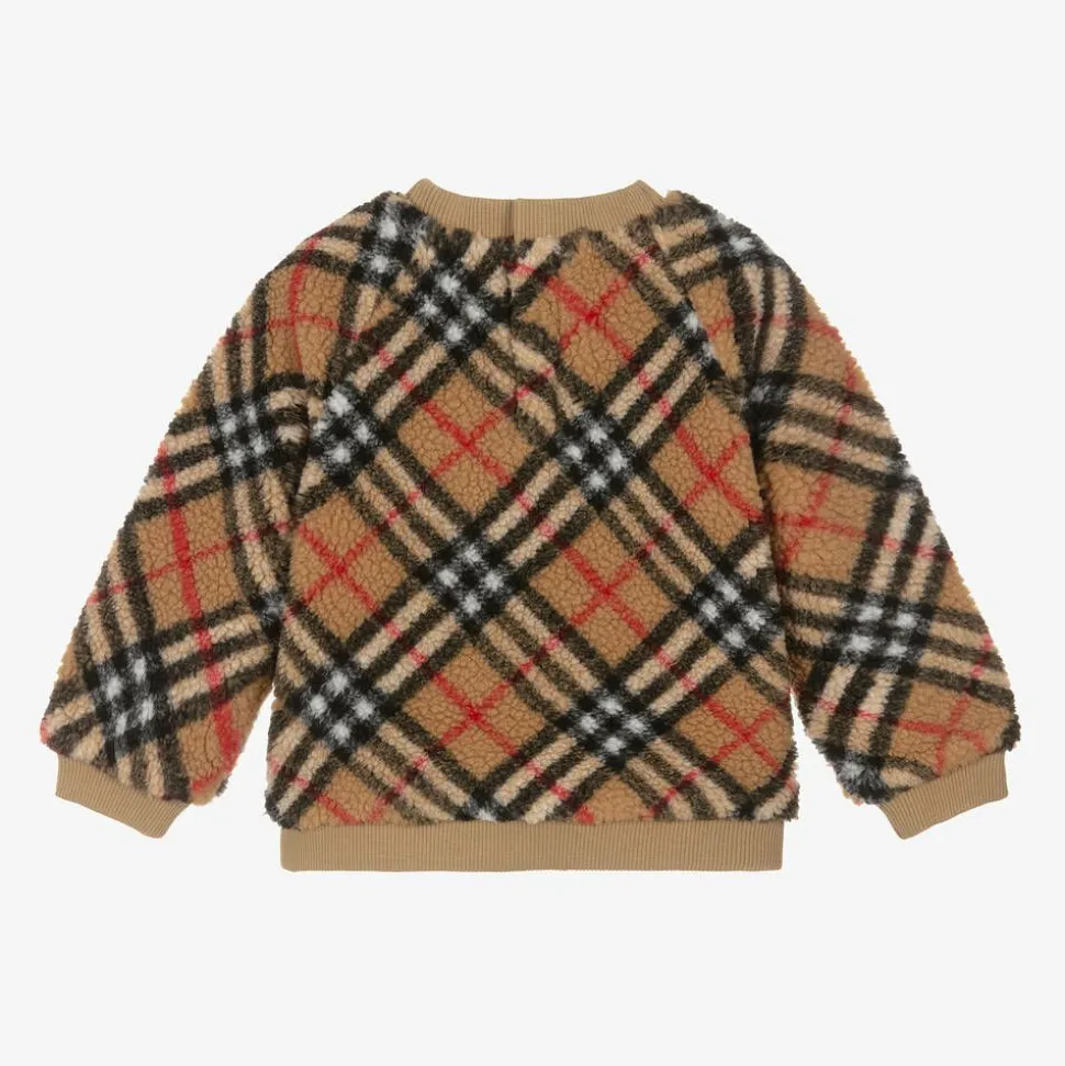 Girls Beige Vintage Check Fleece Sweatshirt