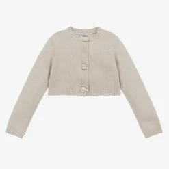 Girls Beige Wool & Cashmere Cardigan