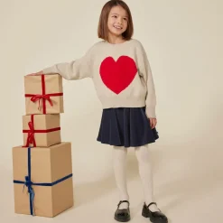 Girls Beige Wool Knit Sweater