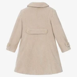 Girls Beige Woven Coat