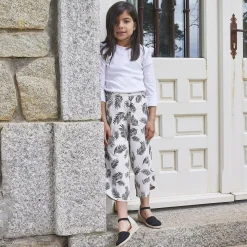 Girls Black & Beige Wedge Espadrilles