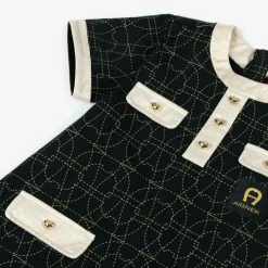 Girls Black & Gold Cotton Dress