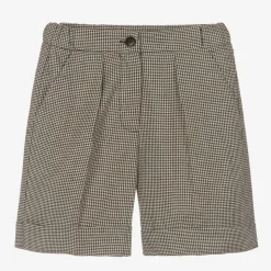 Girls Black & Gold Houndstooth Shorts
