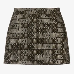 Girls Black & Gold Jacquard Skirt