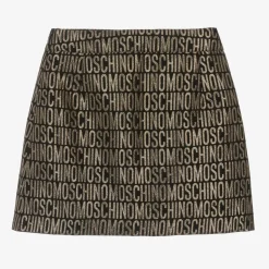 Girls Black & Gold Jacquard Skirt