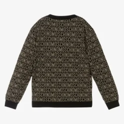 Girls Black & Gold Jacquard Sweater