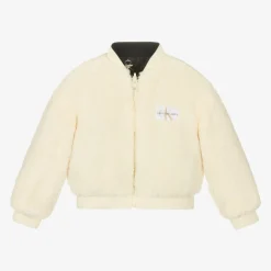 Girls Black & Ivory Fleece Reversible Jacket